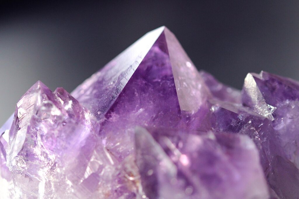 amethyst, crystal, nature, gemstone, purple, mountain, glitter, magic, light